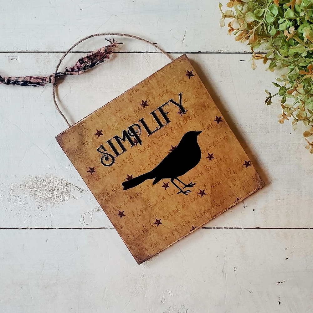 Rustic Mustard Wall Decor with Black Crow Design
